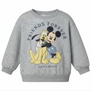 Disney x H&M Mickey Mouse Pluto Friends Forever Gray Sweatshirt 2T